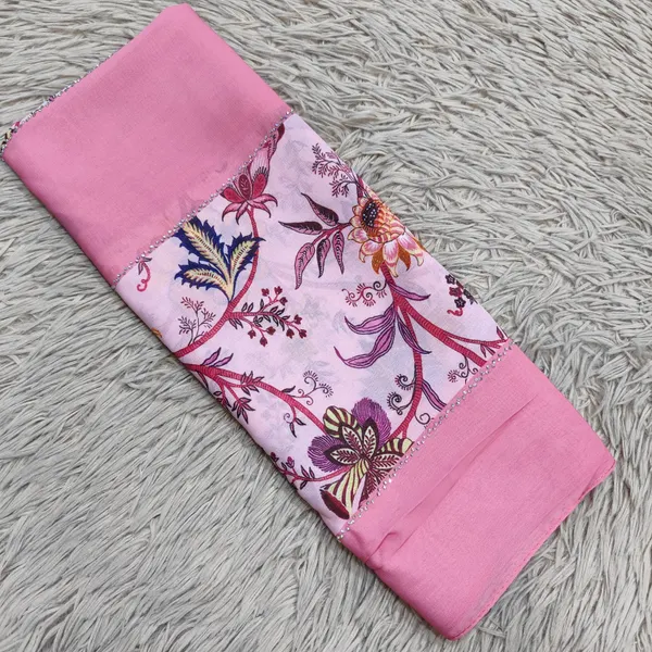 Chiffon Double Pattern Hijabs with Stone Work |HJ08